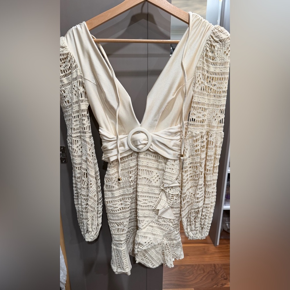 PatBO Cream Crochet Long Sleeve Dress - Picture 2 of 4
